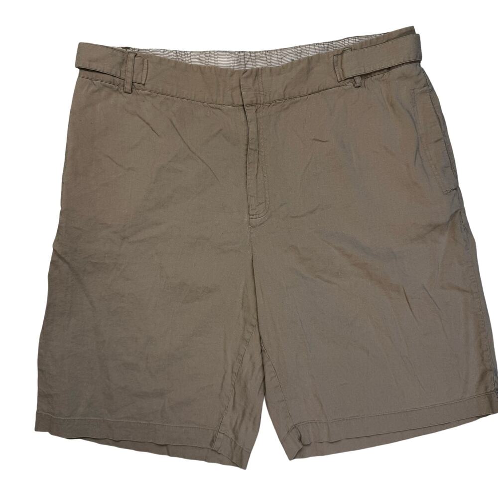 Soft Surroundings Linen Blend Bermuda Shorts Size 2X Khaki Tan Colored 5EW37